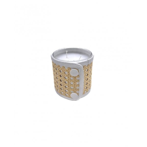 Rattan White Candle Small