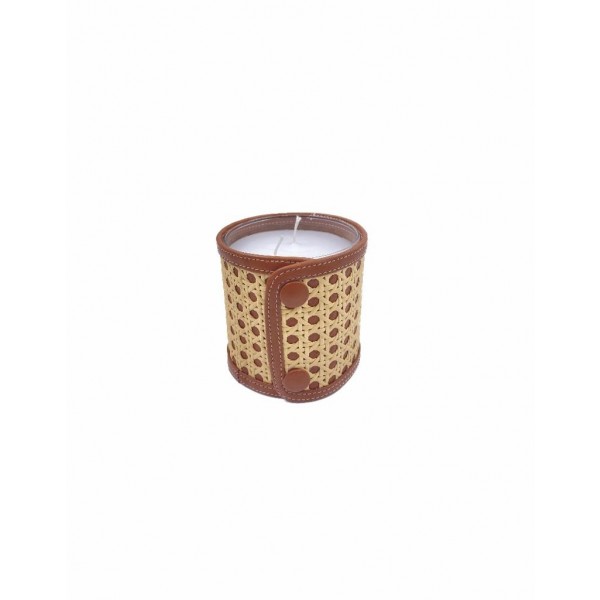 Rattan Cognac Candle Small