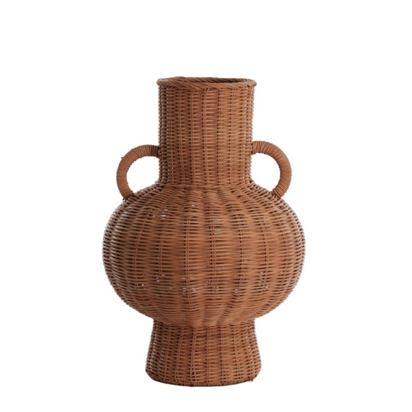 Vase deco rattan  brown