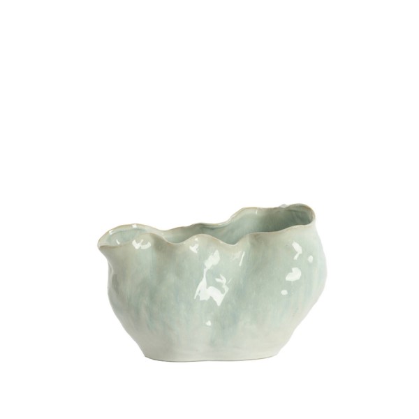 Vase deco ceramics light blue+cream