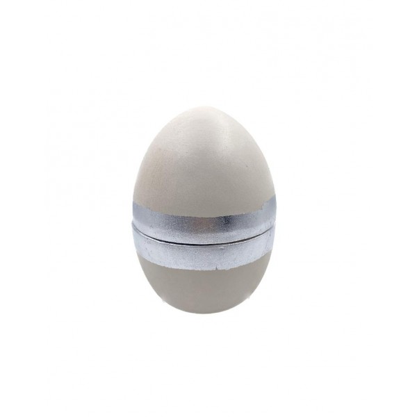 White Decorative Egg Silver Ring