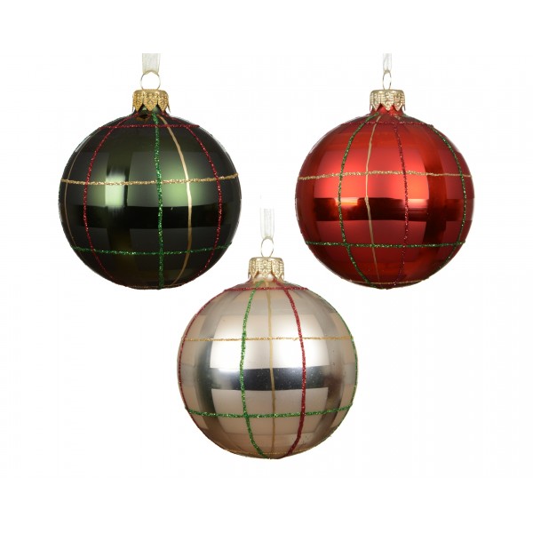 Bauble glass matt check 