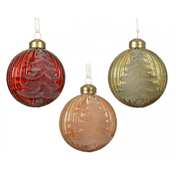 Baubles glass transparent with frost tree 