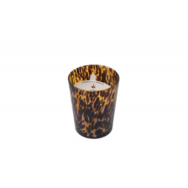 WAX FILLED GLASS VOTIVE MEDIUM WITH CHEENA FINISH 2 ASST COLOR BLACK GOLD
