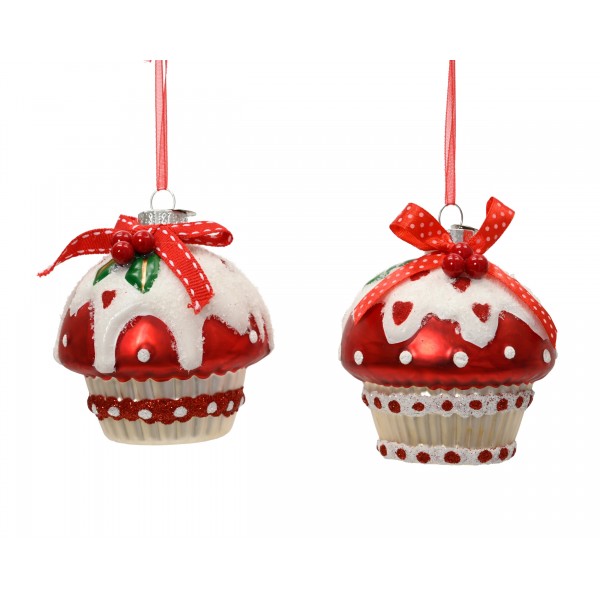 Cupcakes glass with berries, bow 
