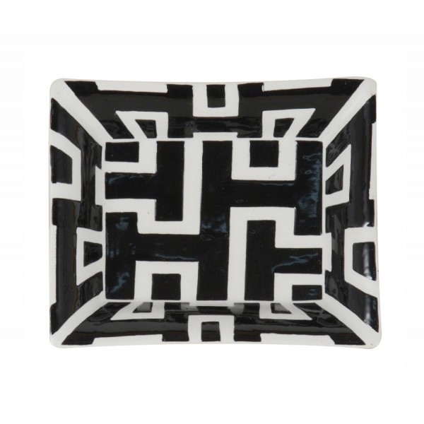 ASHTRAYS WHITE/BLACK CERAMIC 