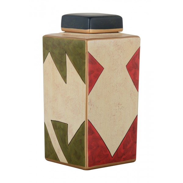 BLUE/RED/BROWN/KAKI CERAMIC LIDDED JAR 