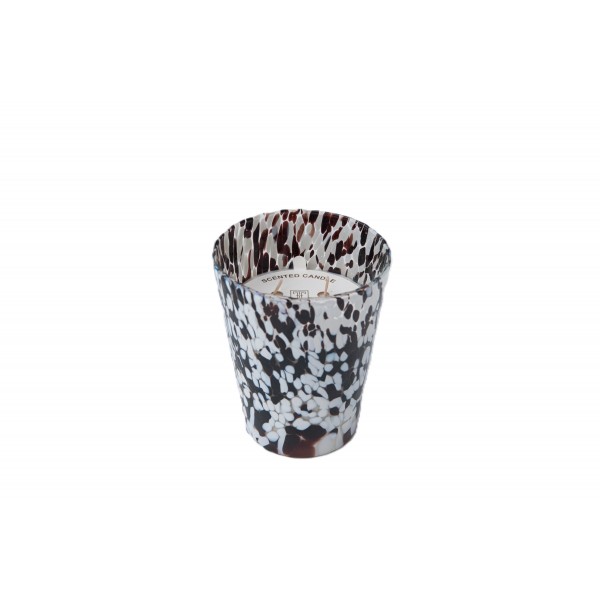 WAX FILLED MOSAIC GLASS VOTIVE LARGE 2 ASST. COLOR WHITE GOLD & BLACK GOLD