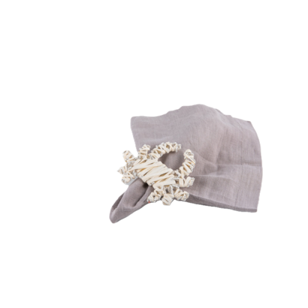 Rafia & Glass beaded Napkin ring WHITE