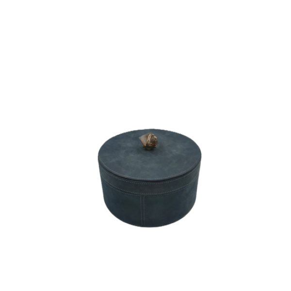 NO BUCK LEATHER BOX WITH NATURAL STONE ORNAMENT