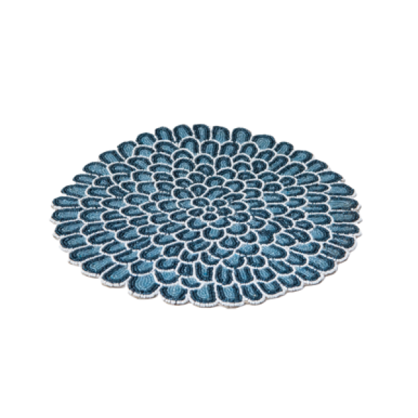 EMBROIDERED BEADED PLACEMENT BLUE WHITE