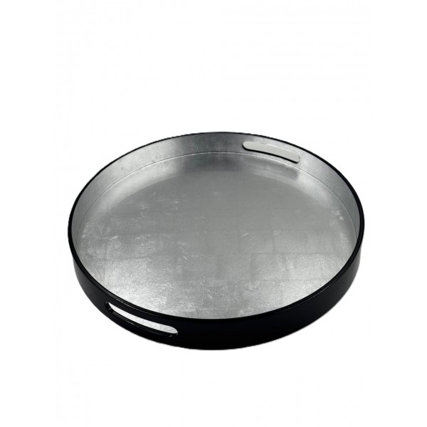 Round tray in Black / Silver