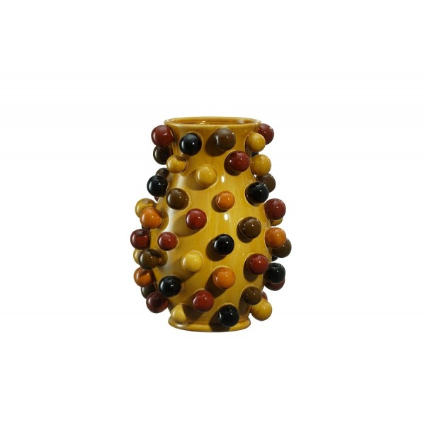 MUSTARD / BROWN / KAKI CERAMIC VASE'BALLS' 