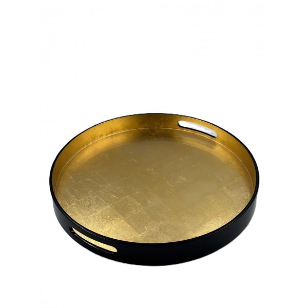 Round tray in Black / Gold