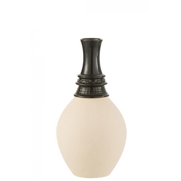 Vase Neck High Ceramic Black/Beige Large