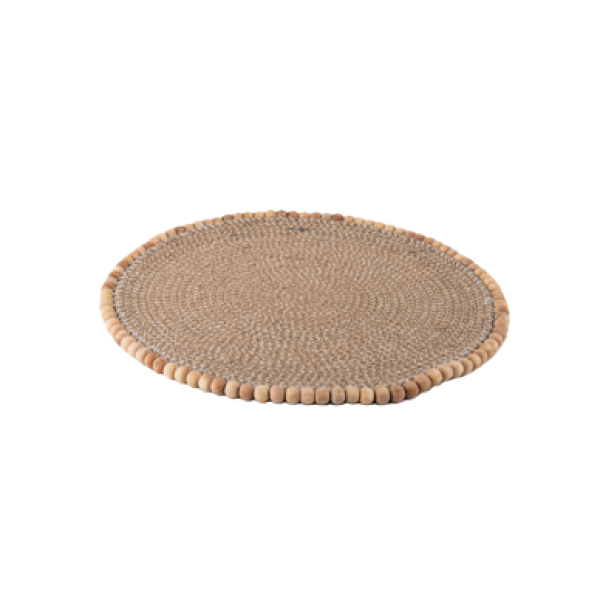 Jute & Wooden beaded Placemat NATURAL