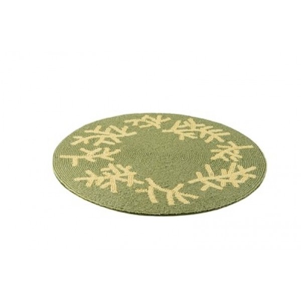 Embroidered Beaded Placemat GREEN YELLOW