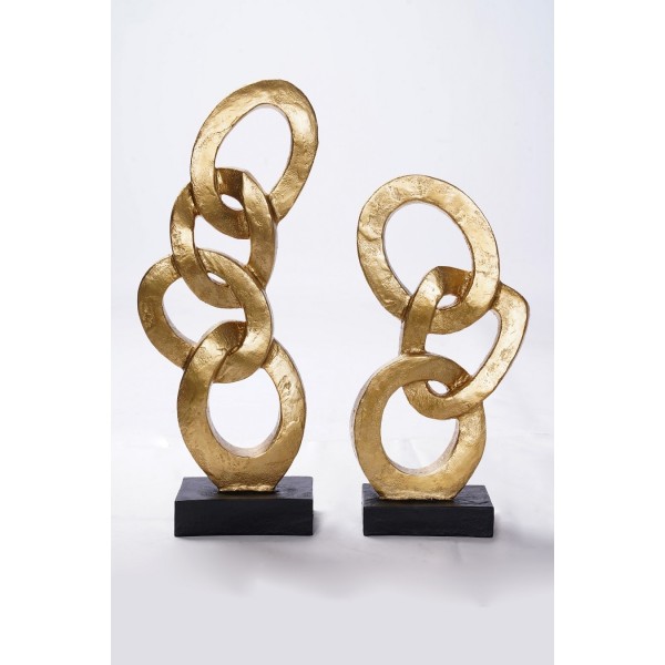 SCUPTURE GOLD RESIN ON BASE 36h/45,5h (set of 2)