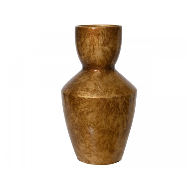 Vase Terracotta glazed gold wash
