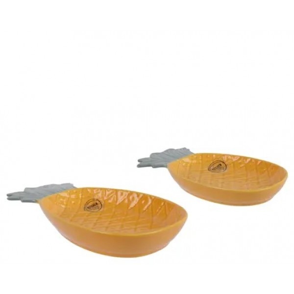 PLATE PORCELAIN PINEAPPLE (set of 2)