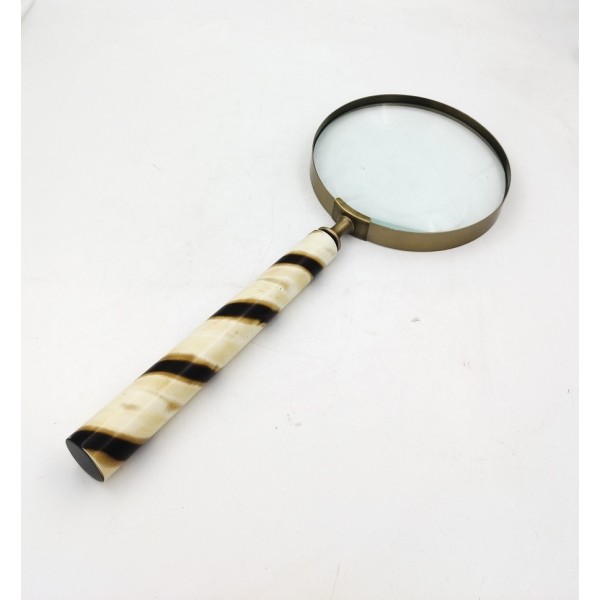 MAGNIFYING GLASS XL BEIGE/BROWN RESIN HANDLE