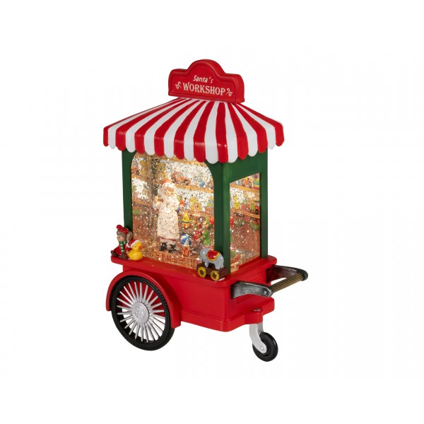 LED water spinner plastic santa's cart with motion BO indoor