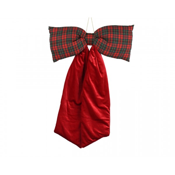 Bow polyester velvet check