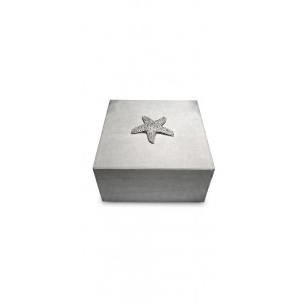 POLY SUEDE BOX WITH METAL ORNAMENT