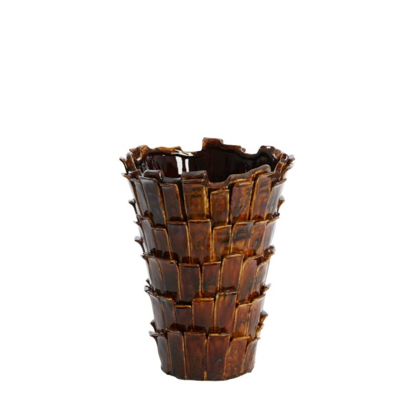 Vase deco ceramics shiny dark brown