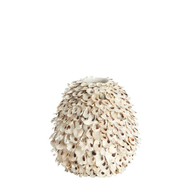 Vase deco bamboo+shell cream+brown