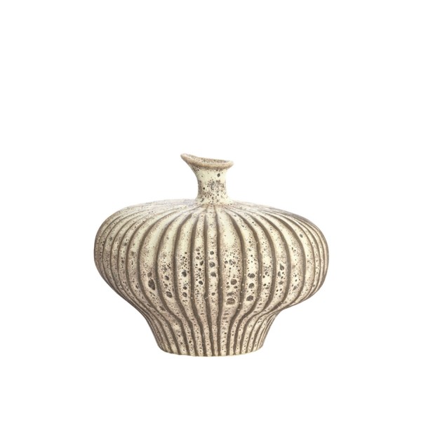 Vase deco matt dark brown+cream