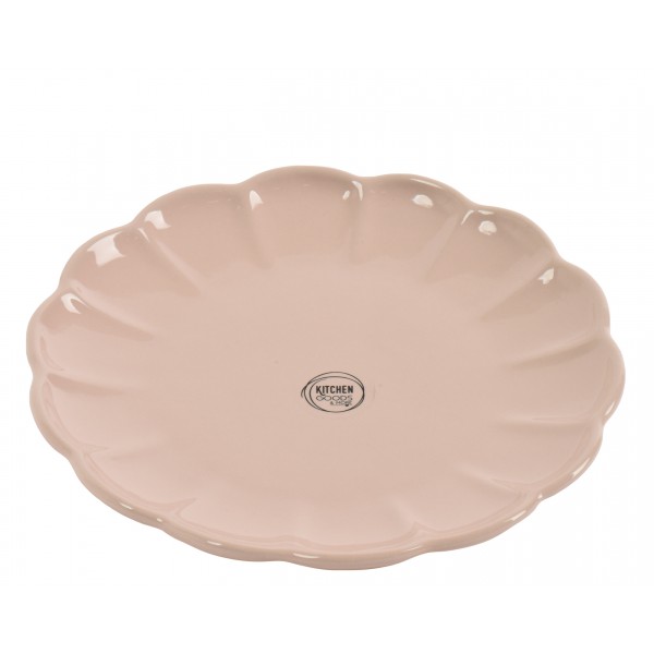 Breakfast plate earthenware round with wave edge glaze