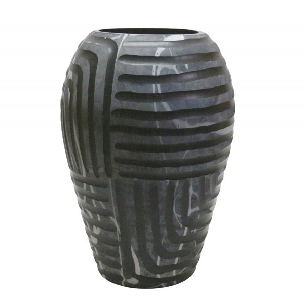 VASE BLACK MATT GLASS D35x48h