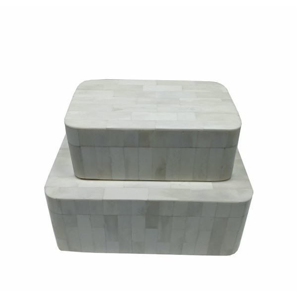 SET 2 ASS RECT BOX WHITE BONE 