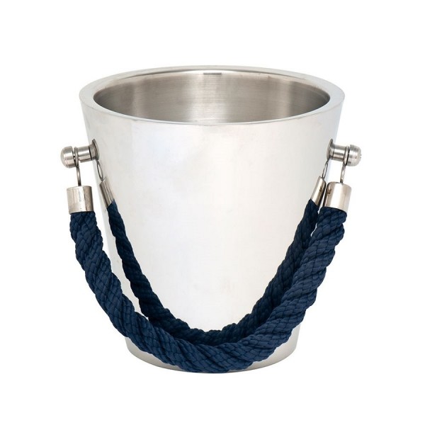 CHAMPAGNE COOLER NICKEL+BLUE ROPE  HANDLE