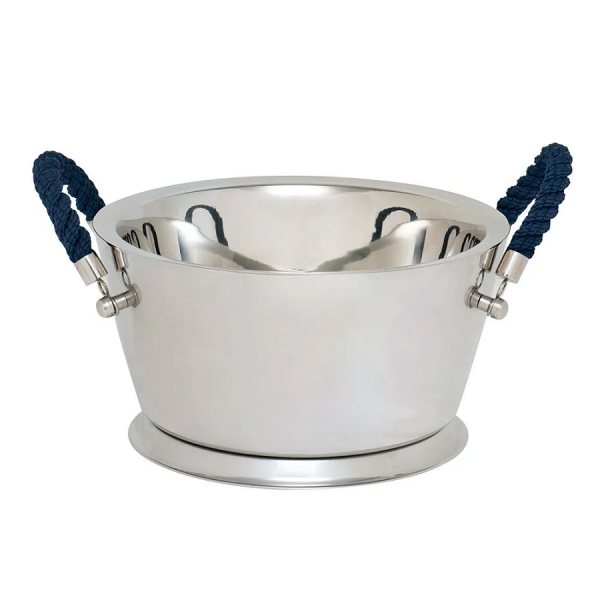 CHAMPAGNE COOLER NICKEL+BLUE ROPE  HANDLE