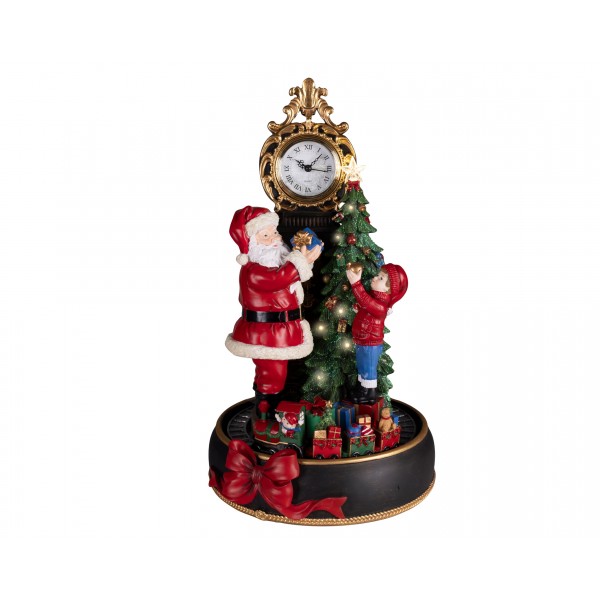 Clock polyresin clock with santa and kid BO