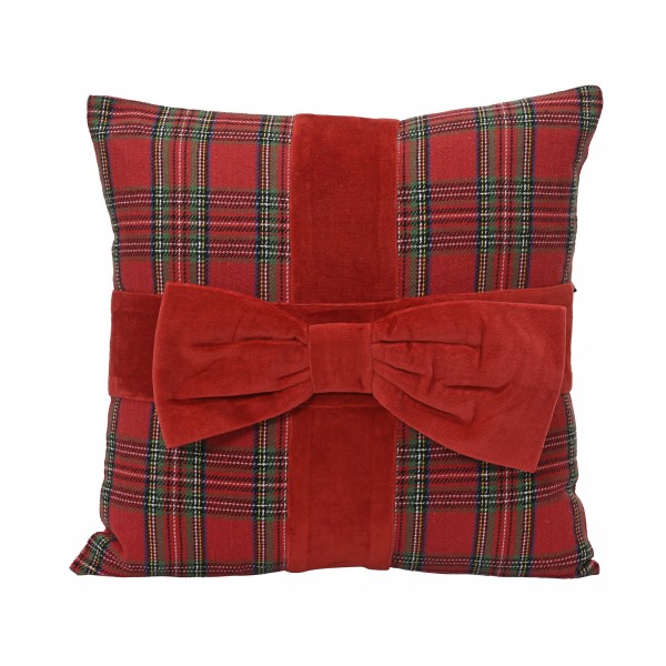 Cushion eg cotton check with bow