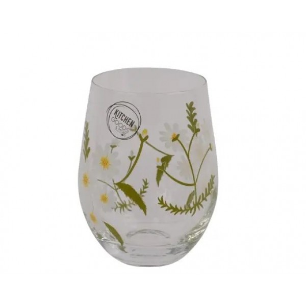 WATER DRINKGLASS WITH DAISIES 