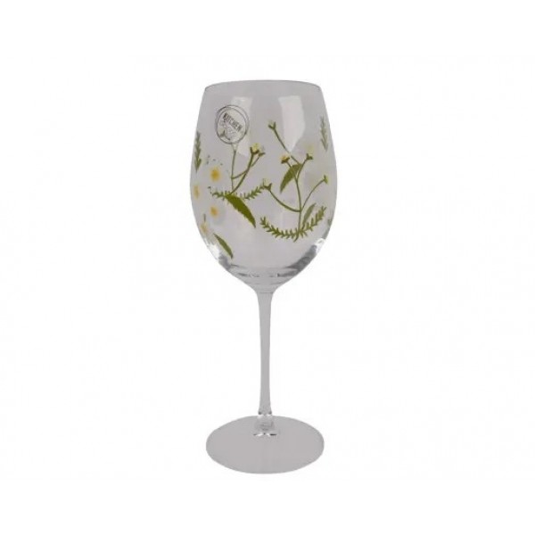 WINE GLASS WITH DAISIES