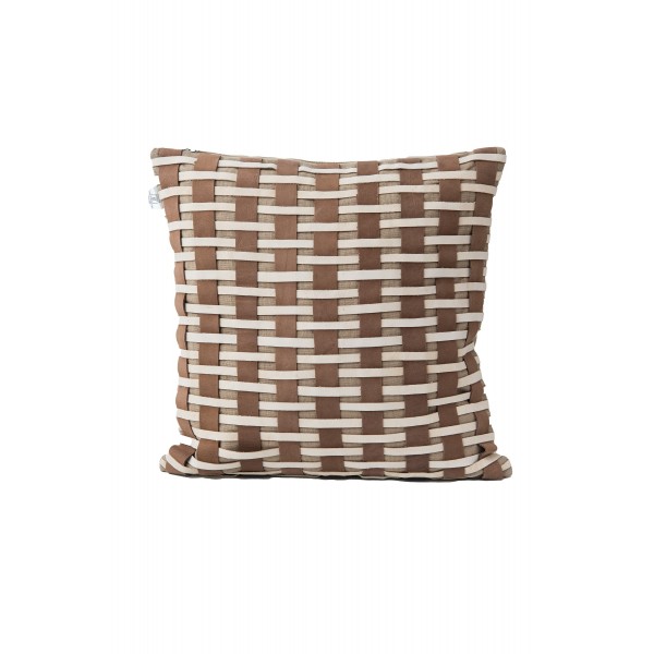 NU BUCK AND HAIRON LEATHER CUSHION WITH WEAVING