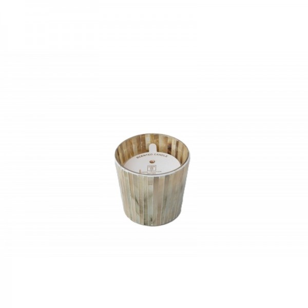 WAX FILLED MOSAIC GLASS VOTIVE SMALL 4 ASST. COLOR GREY