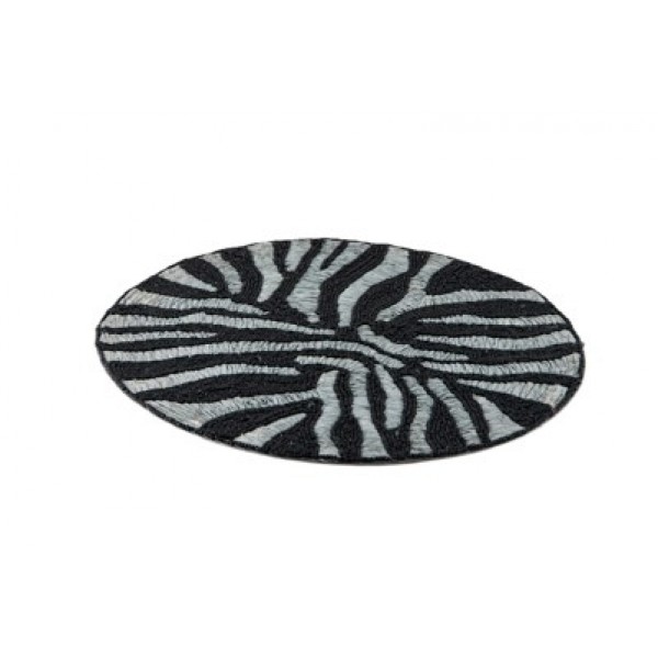 Embroidered Beads & Rafia Placemat BLACK GREY