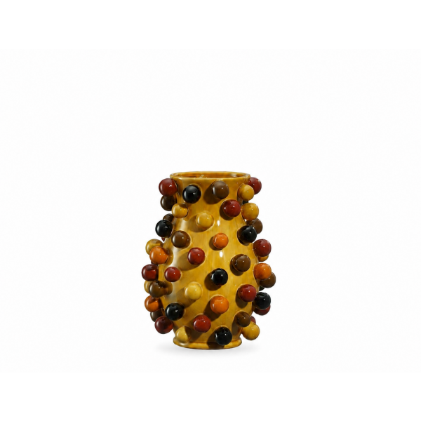 MUSTARD / BROWN / KAKI CERAMIC VASE'BALLS' 