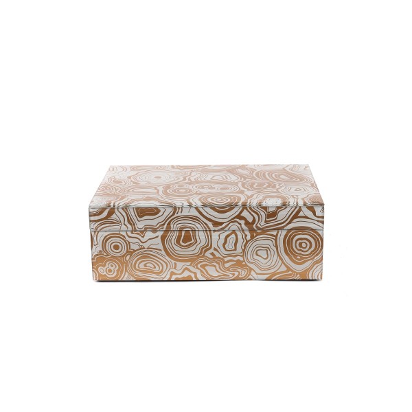 Box Agate Stone - White/Gold