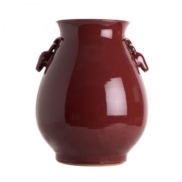 Vase Deers Handle Ox Blood