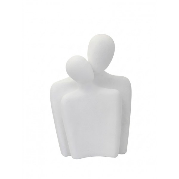 WHITE RESIN ABSTRACT COUPLE STATUE 30x15x44h