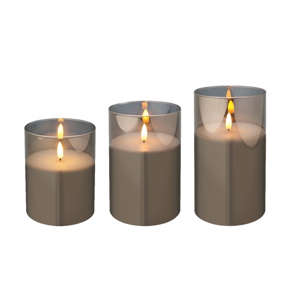 LED wick candle glass cylinder steady BO indoor mix