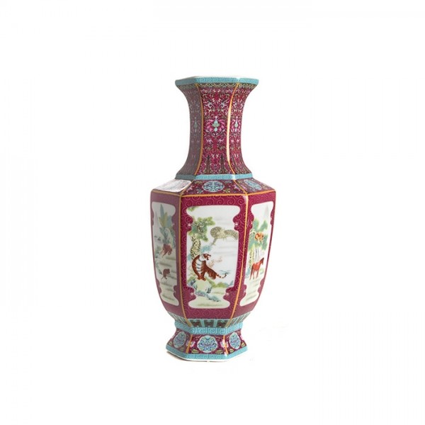 Vase Red&White Porcelain