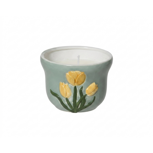 Citronella candle wax round porcelain pot, sage green wxx 3col ass outdoor